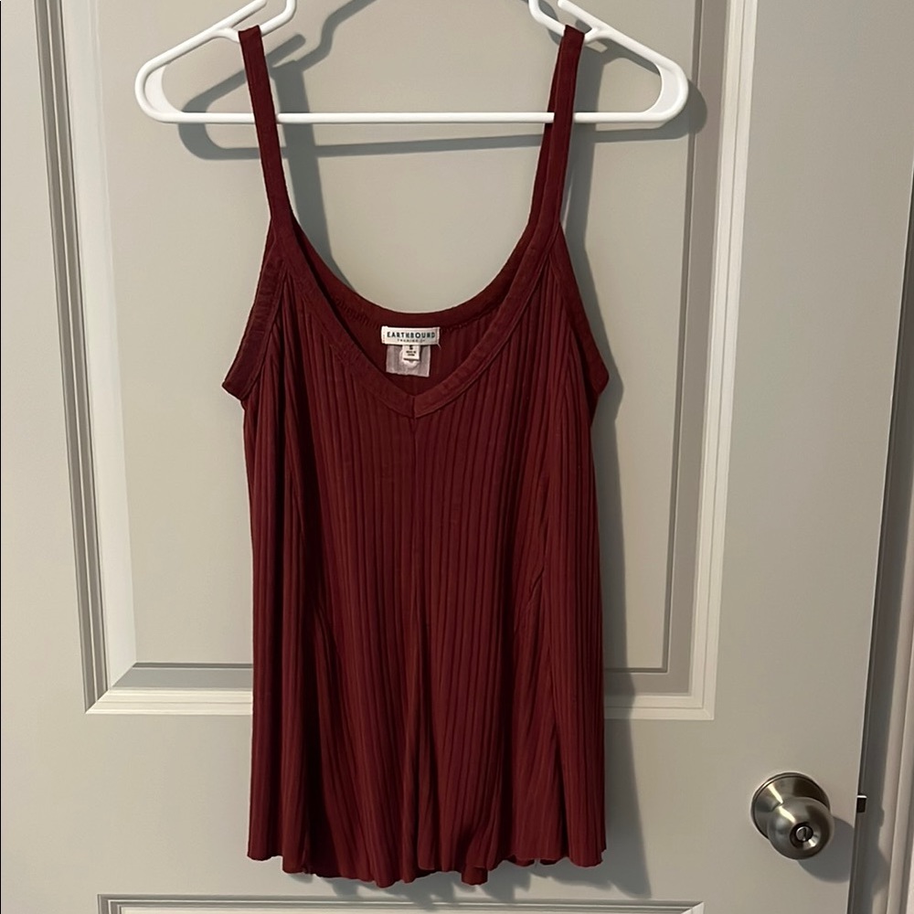 Earthbound Red Ribbed Camisole Top